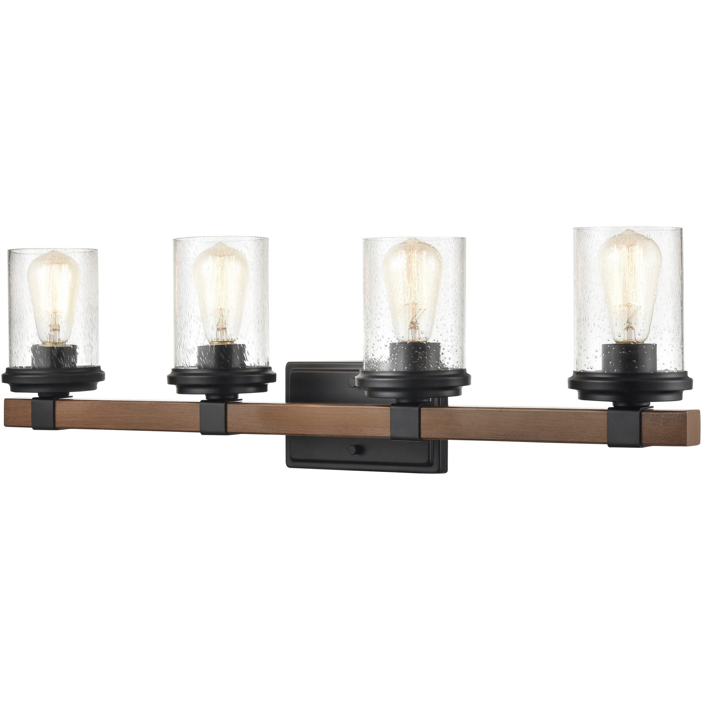 Taos 4 Light 32 inch Matte Black/Wood Grain Bathroom Vanity Light Wall Light